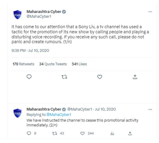 Screengrab from tweet by @MahaCyber1