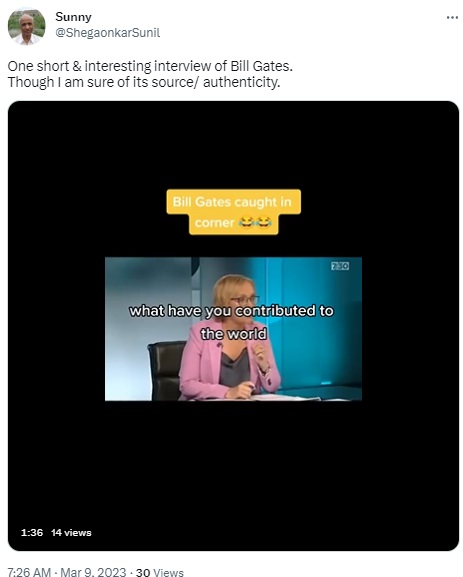 Bill Gates’s interview with an Australian news channel was edited to make it seem like he was deflecting uncomfortable questions regarding Covid vaccines and his work with computers.