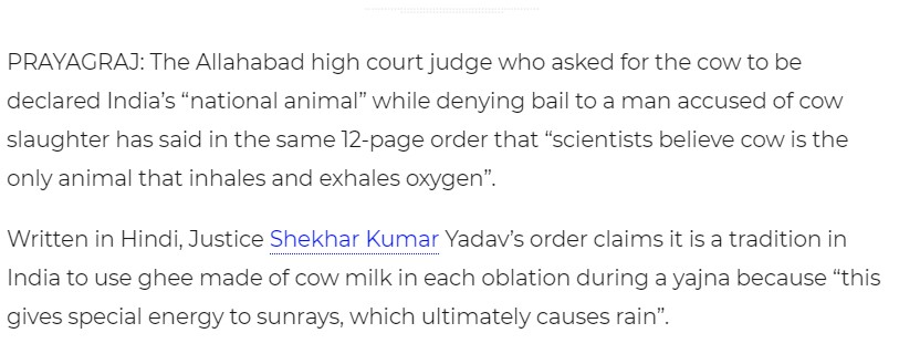 Screen shot of Times of India report