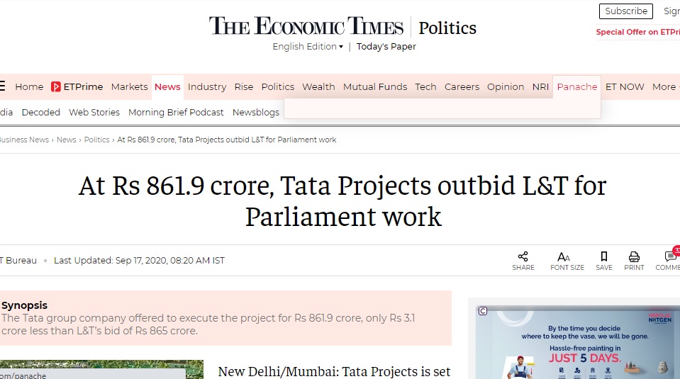 Viral post falsely claims that Tata is building the new Parliament building at a cost of just ₹1 to the government and construction was completed in 17 months. Newschecker learnt that Tata Projects won the contract to build a new Parliament building with a ₹861.90-crore bid, while construction is still going on after it started from January 2021.