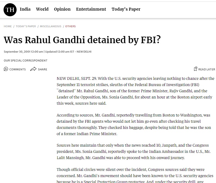 ராகுல் காந்தி போதைப் பொருள் வழக்கில் கைது செய்யப்பட்டதாக வைரலாகும் பத்திரிக்கை செய்தி