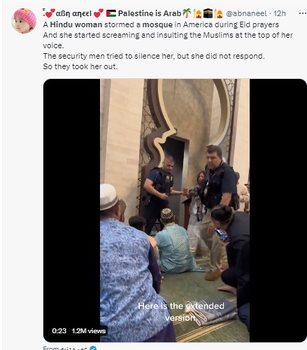 Woman seen in a viral video interrupting Eid prayers in a mosque in Virginia, USA, was found to be from the Muslim community and not a Hindu as claimed by several users on social media.