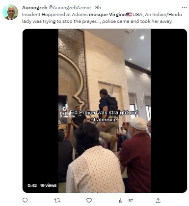 Woman seen in a viral video interrupting Eid prayers in a mosque in Virginia, USA, was found to be from the Muslim community and not a Hindu as claimed by several users on social media.