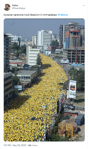 சென்னை அணிக்காக அகமதாபாத்தில் ரசிகர்கள் கூடியதாக வைரலாகும் படங்கள்