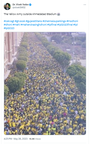 சென்னை அணிக்காக அகமதாபாத்தில் ரசிகர்கள் கூடியதாக வைரலாகும் படங்கள்