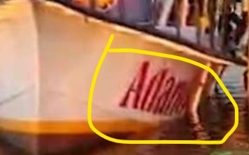 Atlantic written in the boat which met with an accident in English