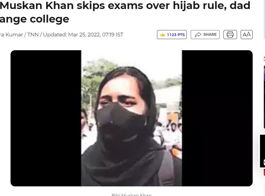 Screen shot of Times of India report