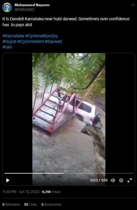 ದಾಂಡೇಲಿಯ ಪ್ರವಾಹದಲ್ಲಿ ಕಾರಿನೊಂದಿಗೆ ಕೊಚ್ಚಿ ಹೋದ ವ್ಯಕ್ತಿ, ಈ ಘಟನೆ ನಿಜವೇ?