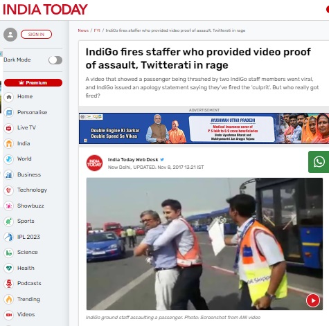 A 2017 video of IndiGo staffers manhandling a passenger has gone viral with users falsely claiming it to be of a recent incident.
