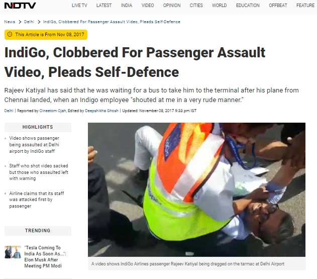 A 2017 video of IndiGo staffers manhandling a passenger has gone viral with users falsely claiming it to be of a recent incident.
