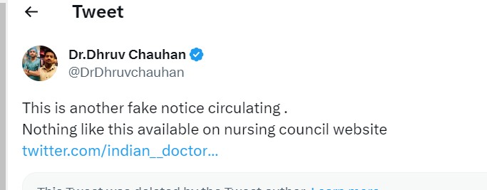 Courtesy: Tweet by Dr Dhruv Chauhan