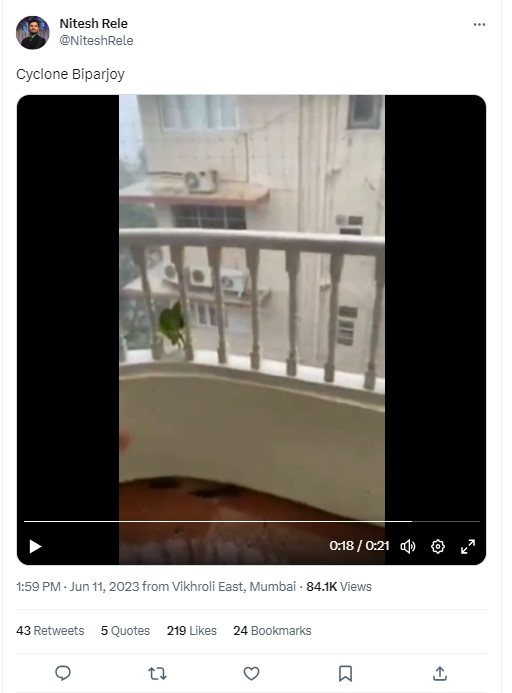 ತೆಂಗಿನ ಮರ ತೂಗಾಡಿದ್ದು ಬಿಪರ್ ಜಾಯ್ನಿಂದಾಗಿ ಆಗಿದ್ದಲ್ಲ, ಇದು ಸುಳ್ಳು!