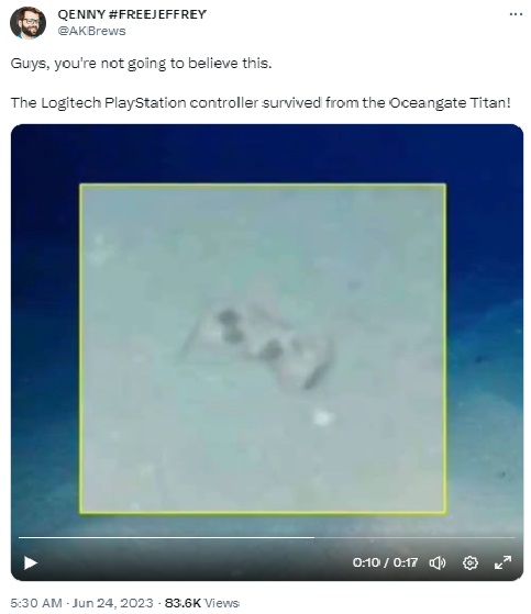 Viral image claimed to show a fully intact Logitech gaming controller as part of the debris field of the Titan submersible was found to be fake.