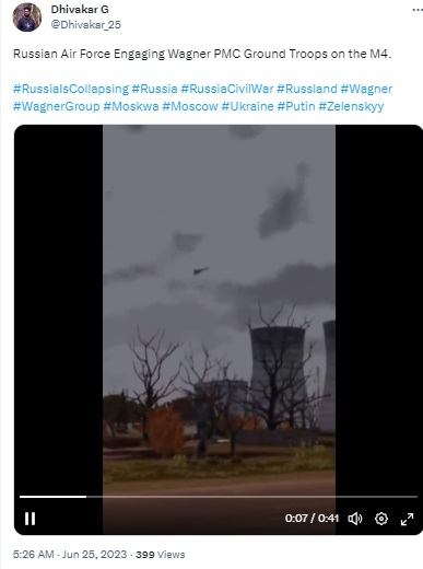 Video game footage of an air battle is being peddled as a clip of the Wagner group rebellion in Russia.