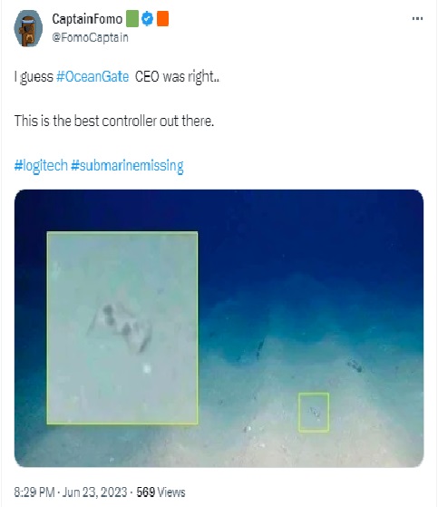 Viral image claimed to show a fully intact Logitech gaming controller as part of the debris field of the Titan submersible was found to be fake.