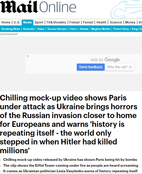 A CGI video released by Ukraine last year, which was created by a French film-maker, as an awareness message during the Russia war has been falsely claimed to be real footage of airstrikes in Paris.