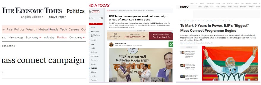 Newspaper report on mass connect programme of BJP