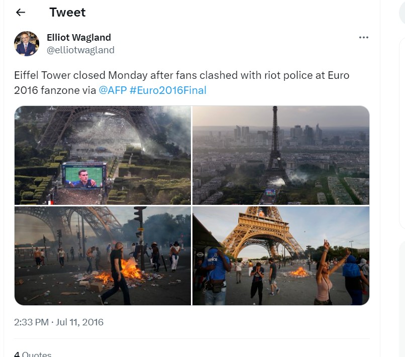 Elliot Wagland's tweet