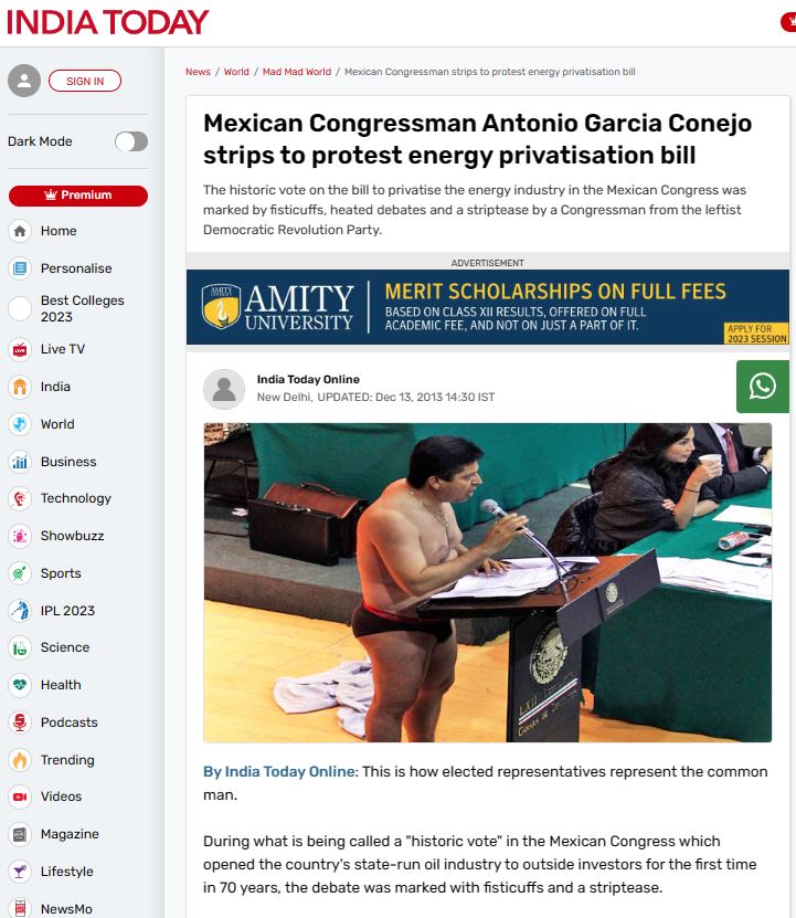 ಬಡತನ, ಭ್ರಷ್ಟಾಚಾರ ವಿರೋಧಿಸಿ ಮೆಕ್ಸಿಕನ್‌ ಸಂಸದ ಸಂಸತ್ತಿನಲ್ಲಿ ಭಾಷಣ ವೇಳೆ ಬಟ್ಟೆ ಬಿಚ್ಚಿದ್ದಾರೆಯೇ, ಸತ್ಯ ಏನು?