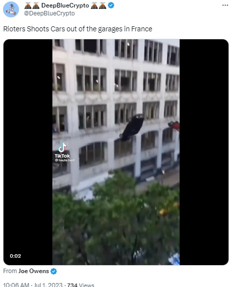 A video taken during filming of an elaborate stunt for a Fast And Furious movie in Cleveland has been falsely linked to the ongoing violence in France.