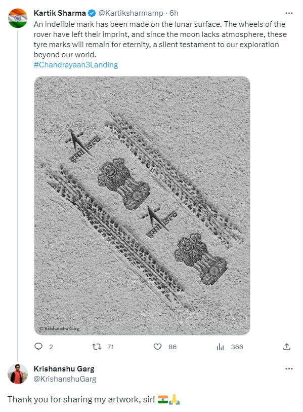 चंद्रावरील अशोक स्तंभाची व्हायरल प्रतिमा लखनौ स्थित अंतराळप्रेमी द्वारे केलेली एक कलाकृती आहे
