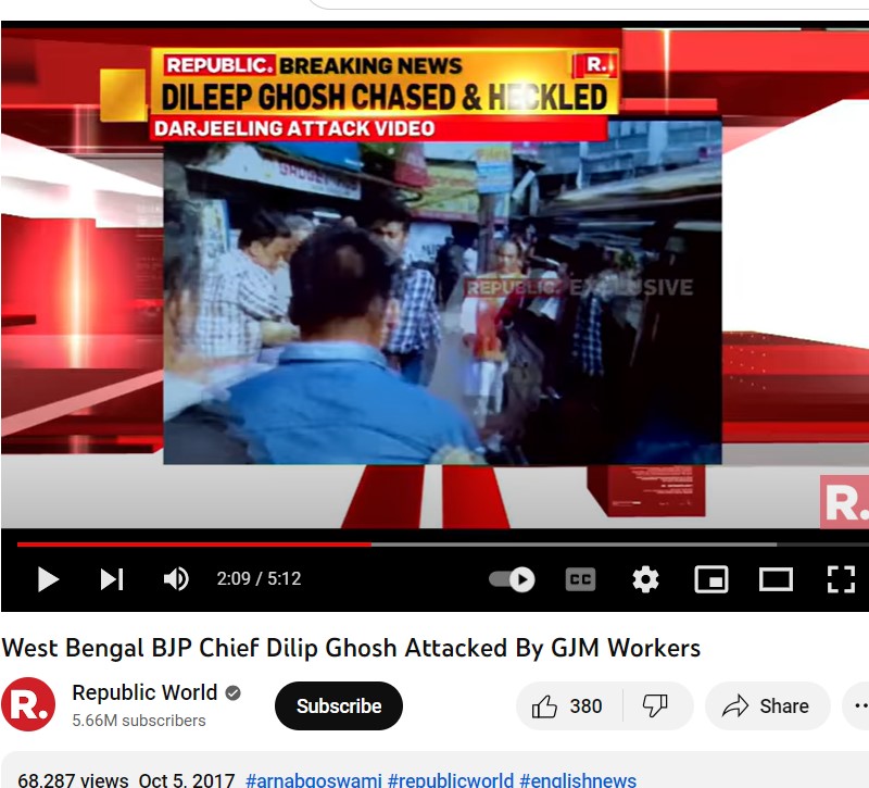 Screen shot of the youtube video of Republic TV