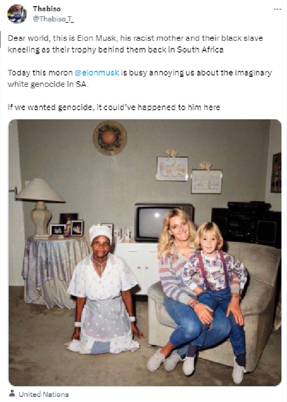 This Is Not A Childhood Photo Of Elon Musk With His Mother And Domestic Help
