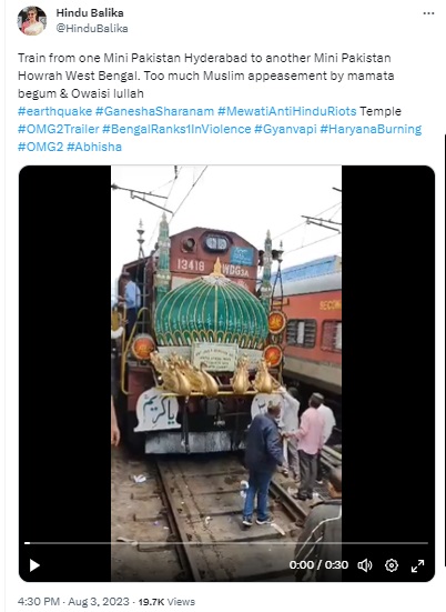 A video of a special pilgrimage train from Hyderabad to Karnataka for devotees to visit the tomb of a Sufi saint on his death anniversary has gone viral with a communal spin. 
