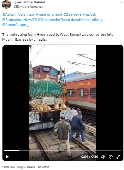 A video of a special pilgrimage train from Hyderabad to Karnataka for devotees to visit the tomb of a Sufi saint on his death anniversary has gone viral with a communal spin. 
