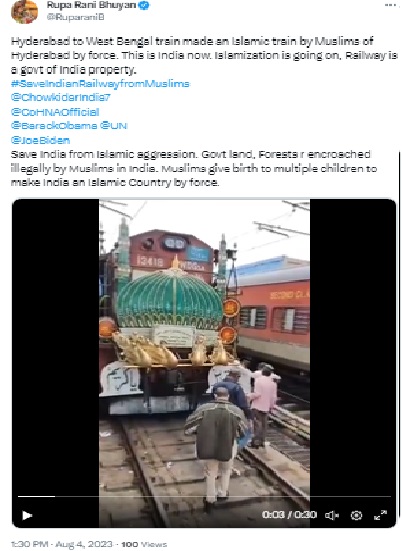 A video of a special pilgrimage train from Hyderabad to Karnataka for devotees to visit the tomb of a Sufi saint on his death anniversary has gone viral with a communal spin. 
