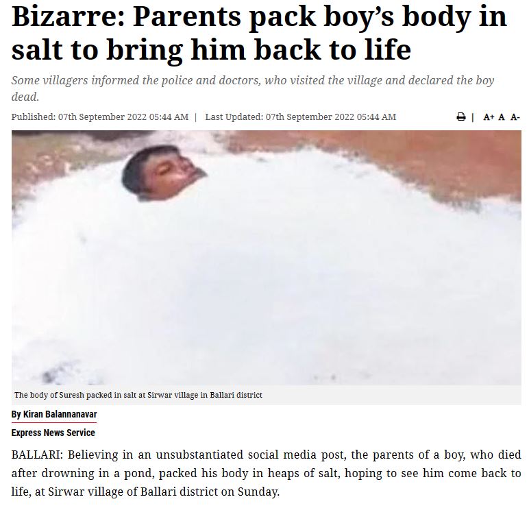 Fact Check: ಉಪ್ಪಿನ ರಾಶಿಯಲ್ಲಿ ಮೃತದೇಹವನ್ನಿಟ್ಟರೆ ವ್ಯಕ್ತಿ ಮತ್ತೆ ಜೀವಂತವಾಗುತ್ತಾನೆ ಎನ್ನುವುದು ಸತ್ಯವೇ? 