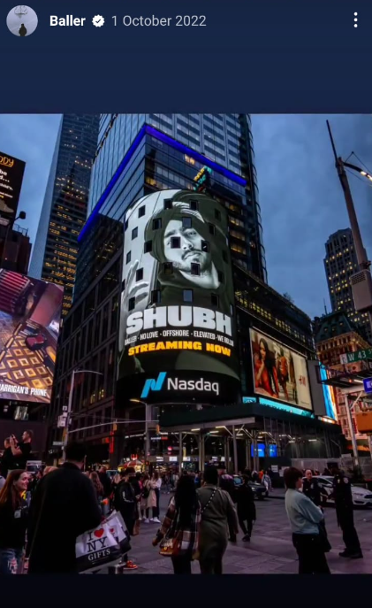 ਗਾਇਕ Shubh ਟਾਈਮਜ਼ ਸਕੁਏਅਰ ਬਿਲਬੋਰਡ 'ਤੇ ਹਾਲ ਹੀ ਵਿੱਚ ਫੀਚਰ ਹੋਇਆ