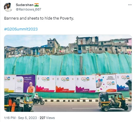 ਜੀ-20 ਸੰਮੇਲਨ ਤੋਂ ਪਹਿਲਾਂ ਦਿੱਲੀ 'ਚ ਝੁੱਗੀਆਂ ਨੂੰ ਸ਼ੀਟਾਂ ਅਤੇ ਬੈਨਰਾਂ ਨਾਲ ਢੱਕਿਆ ਜਾ ਰਿਹਾ ਹੈ