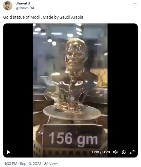 A gold bust of PM Narendra Modi claimed to be made in Saudi Arabia was actually found to be carved by a Surat jeweller following BJP’s win in the 2022 Gujarat Assembly elections.