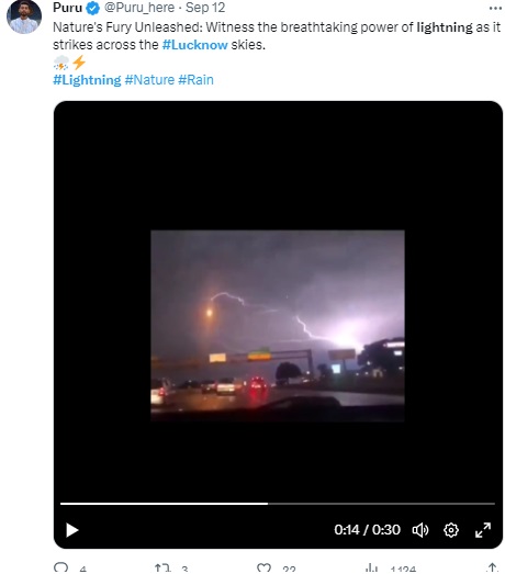 Viral video of a lightning strike claimed to be in Lucknow was found to be from Austin, Texas, in the US.
