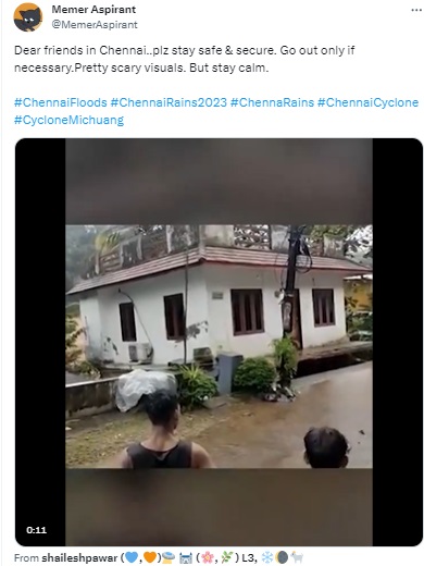 Viral video showing house collapsing into a river is old and not related to the 2023 Chennai floods.