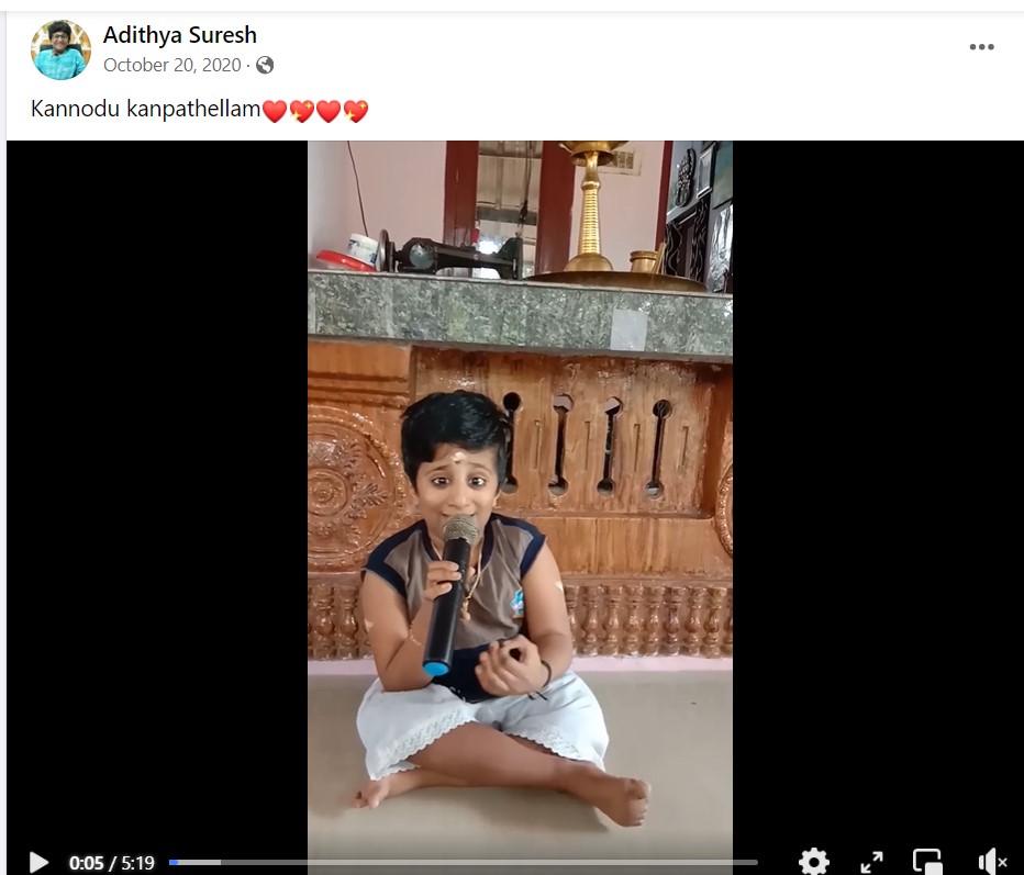 Facebook post by Aditya Suresh 