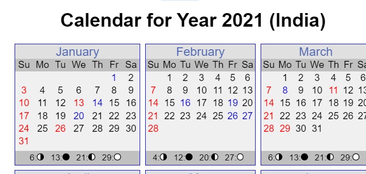 2021 Calendar 