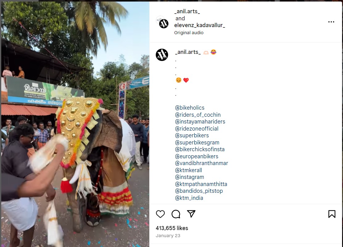 Elevenz Kadavallur's instagram post
