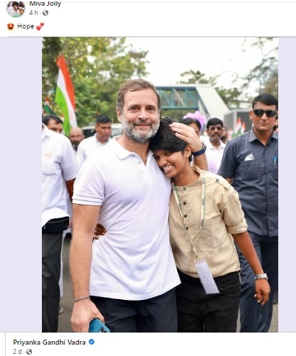 Facebook post by Miva Jolly, 