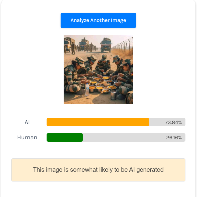 48 டிகிரி வெயிலில் இந்திய ராணுவ வீராங்கனைகள் சாலையில் உணவு உண்டதாக பரவும் படம்