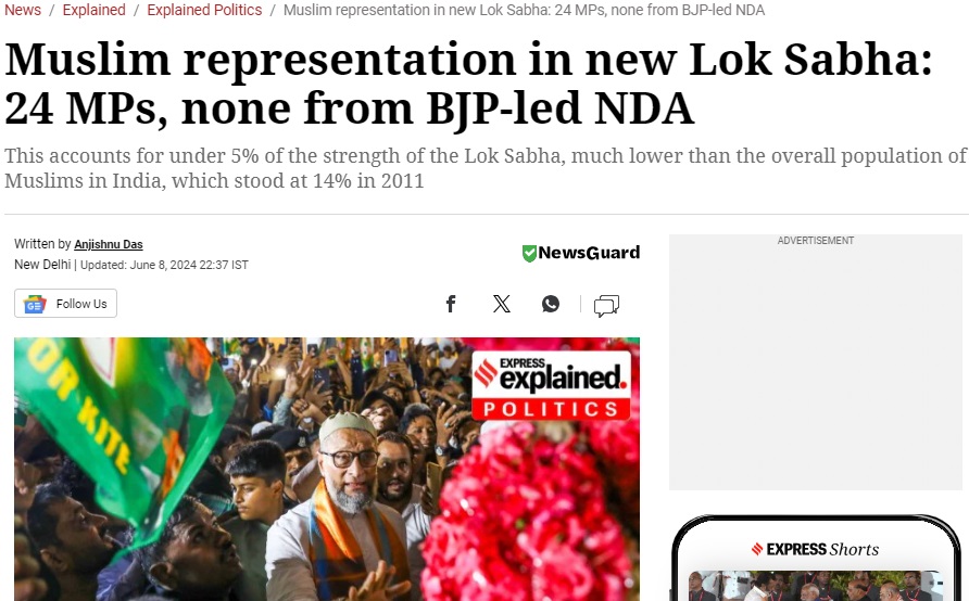 Fact Check: ಈ ಬಾರಿ ಲೋಕಸಭೆಗೆ 110 ಮಂದಿ ಮುಸ್ಲಿಂ ಸಂಸದರು ಚುನಾಯಿತರಾಗಿದ್ದಾರೆ ಎಂಬ ಹೇಳಿಕೆ ವೈರಲ್ 