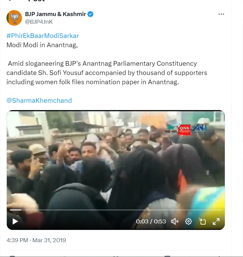 X post by BJP Jammu and Kashmir