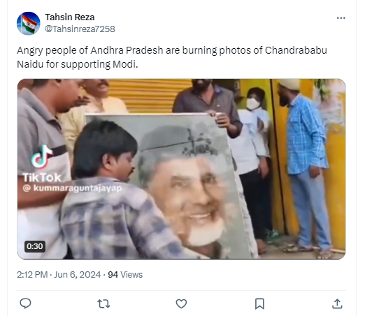 Andhra Protesters Burn Chandrababu Naidu’s Photo For Siding With PM Modi?